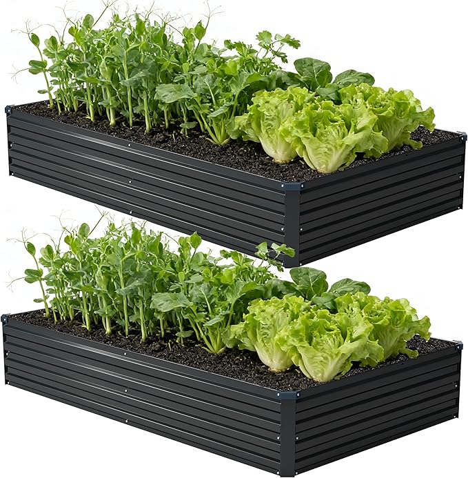 8x4x1 ft Galvanized Raised Garden Bed, Outdoor Planter Box Metal Patio Kit by Zunatu