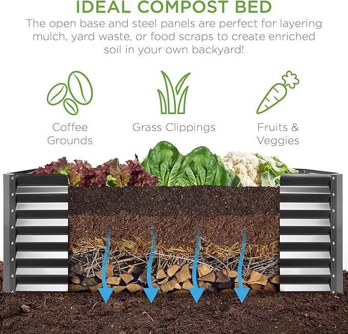 Best Choice Products 8x4x2ft Outdoor Metal Raised Garden Bed, Deep Root Planter - Image 4