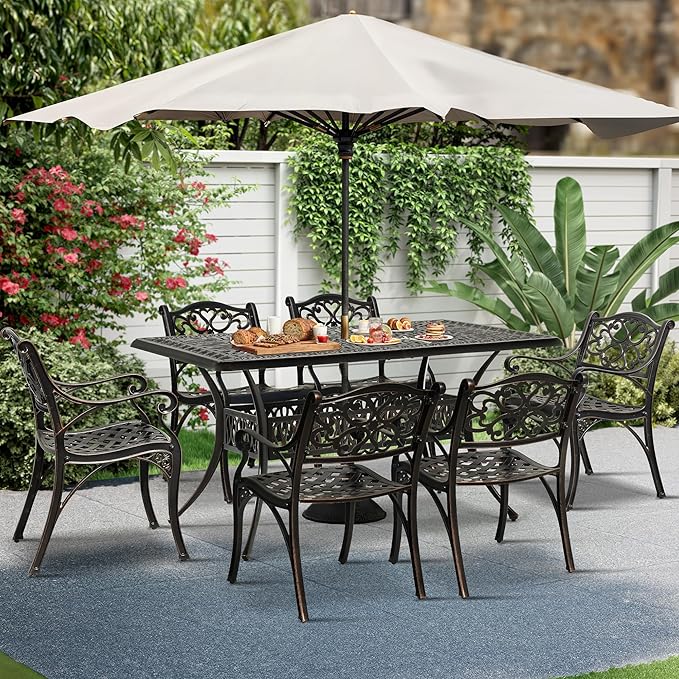 DWVO Cast Aluminum Outdoor Dining Table, Patio Dining Table - Image 2