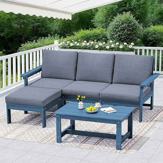 SERWALL Outdoor Sectional Sofa Set, 5-piece Outdoor Modula Couch Set - Image 4