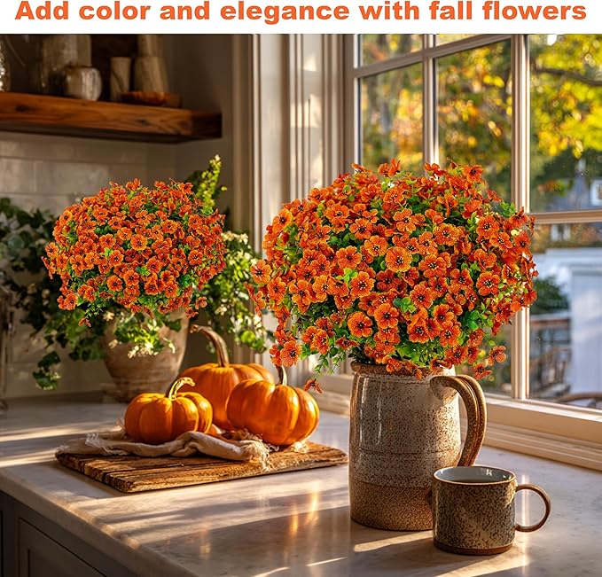 Artificial Fall Flowers Outdoor Fake Mums - Image 4