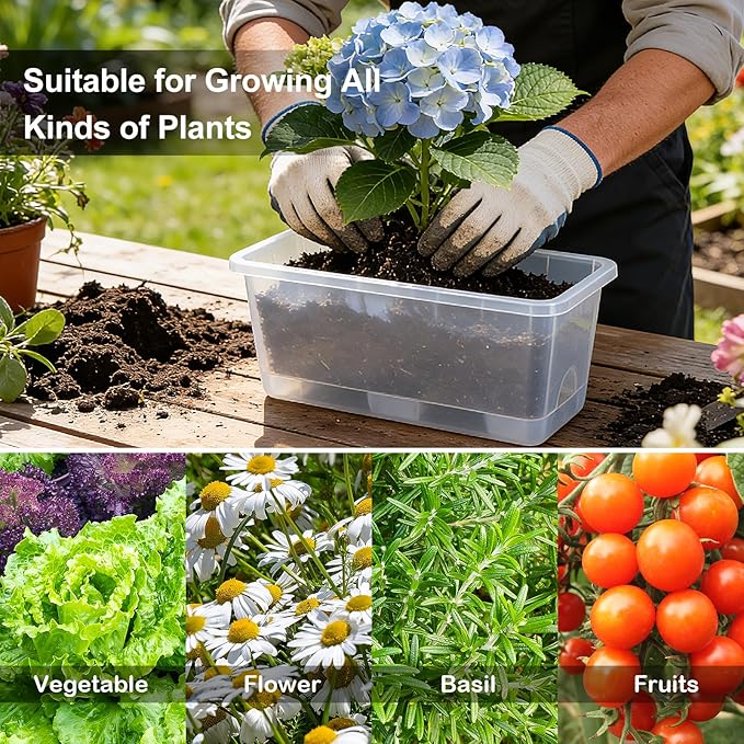 Window Box Planter 6 Packs, 13.8 Inches Rectangle Flower Pots - Image 8