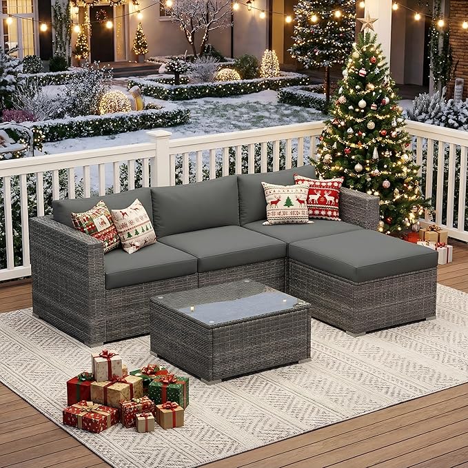 Wisteria Lane Outdoor Patio Furniture Set, All Weather Wicker Rattan Sectional - Image 2