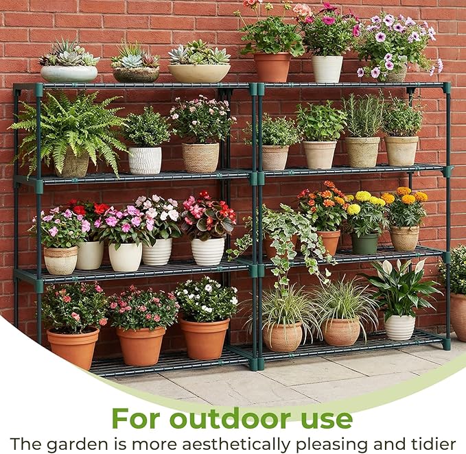 Ohuhu Plant Greenhouse Shelves 4 Tier 2 Pack Extra-Wide Stable Green House - Image 3