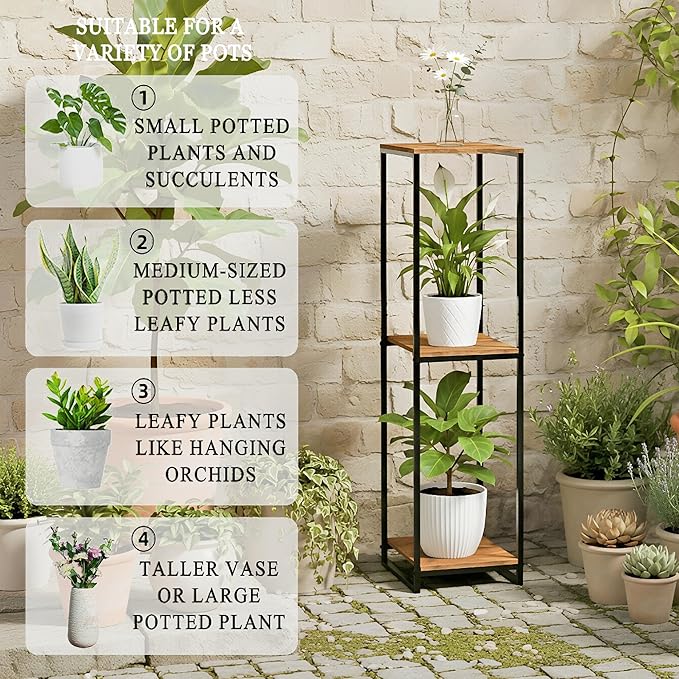 46" Tall Plant Stand Indoor, 3-Tier Modern Plant Shelf, Corner Flower Pot - Image 4