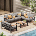 Aluminum Outdoor Patio Furniture Set 8 Seats, Outdoor Sectional Corner Sofa by ComfCove