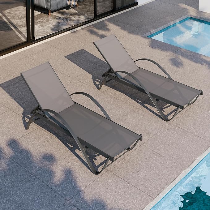 Shintenchi Patio Chaise Lounge Set of 2, Pool Chaise Lounge - Image 2