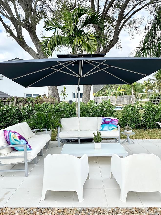 PURPLE LEAF 10' X 12' Patio Umbrella Outdoor Rectangle Umbrella Large by PURPLELEAF