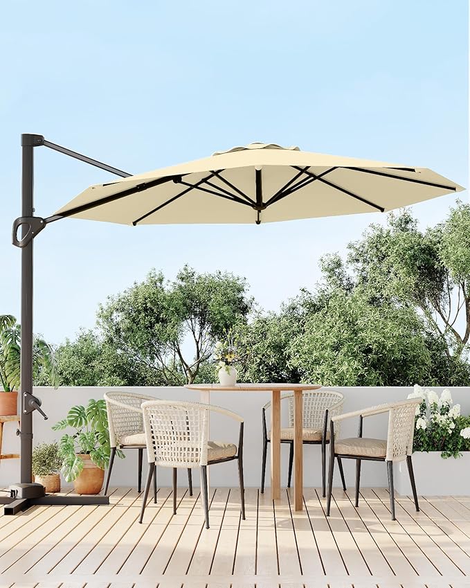 GarveeLife 10FT Patio Umbrella Outdoor Large Cantilever Umbrella Market Sun - Image 7