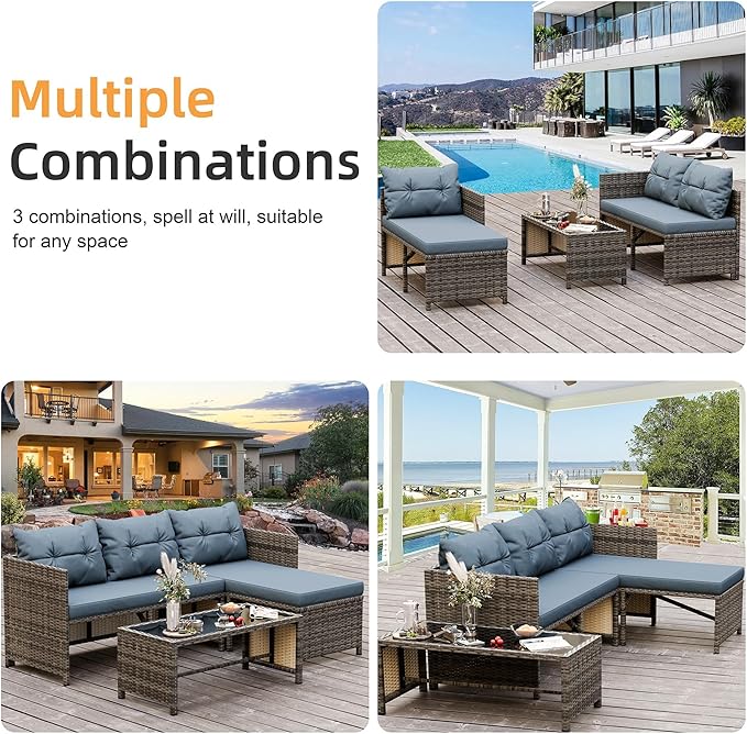 Shintenchi 3-Piece Outdoor Patio Furniture Sets, Wicker Patio Conversation Sets - Image 7