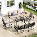 MFSTUDIO 7 Seats Large Metal Patio Conversation Sets, 6 Pieces Outdoor Patio by MFSTUDIO