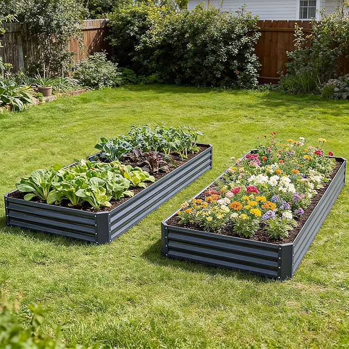INNO STAGE 2 Pcs 8×4×1ft Galvanized Raised Garden Bed Kit, Galvanized Planter - Image 8