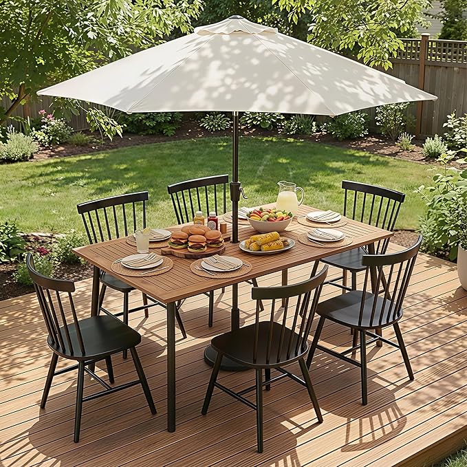 Flamaker Acacia Wood Patio Outdoor Dining Table by Flamaker