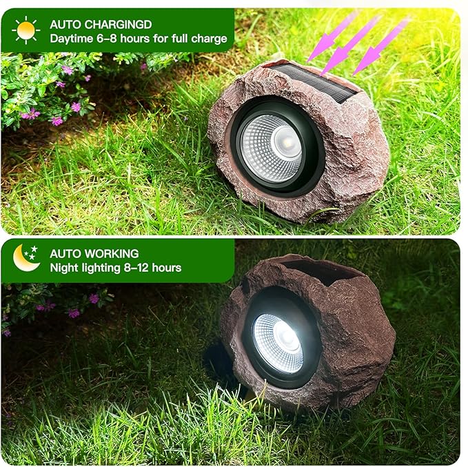 Timeflies Solar Rock Lights Outdoor 1 Pack, Bright Solar Spotlights Outdoor - Image 4