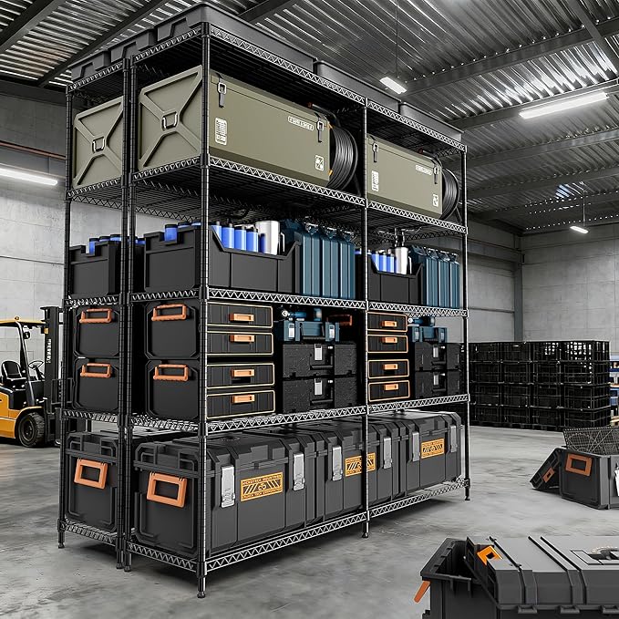 5 Tiers Storage Shelves Load 1500LBS, Metal Shelving Wire Metal Shelving Unit - Image 2