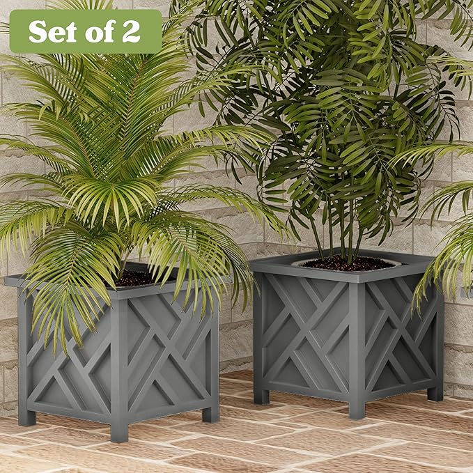 Lattice Design Outdoor Planter Box 2-Pack - Image 2