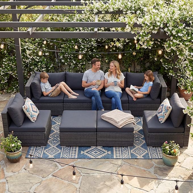 NICESOUL 8 Seater Modern Luxury Outdoor Furniture Set, Extra Large PE Wicker - Image 9
