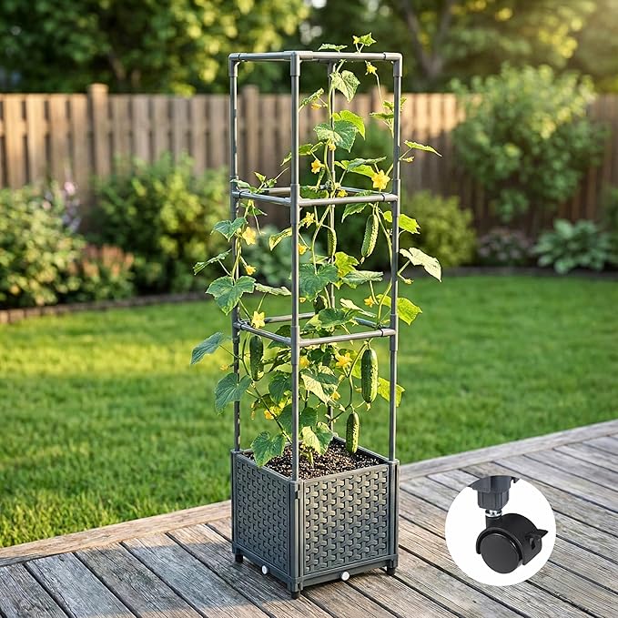 Raised Garden Bed with Tomato Planter Cage, Trellis Planter Boxes - Image 7