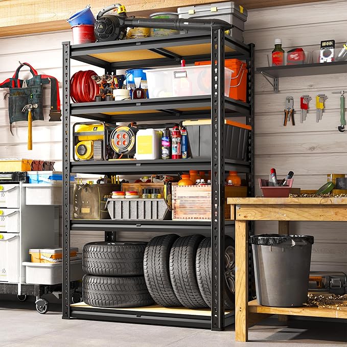 Set of 2 Storage Shelves 5 Tier Garage Shelving Heavy Duty Metal Shelving - Image 4