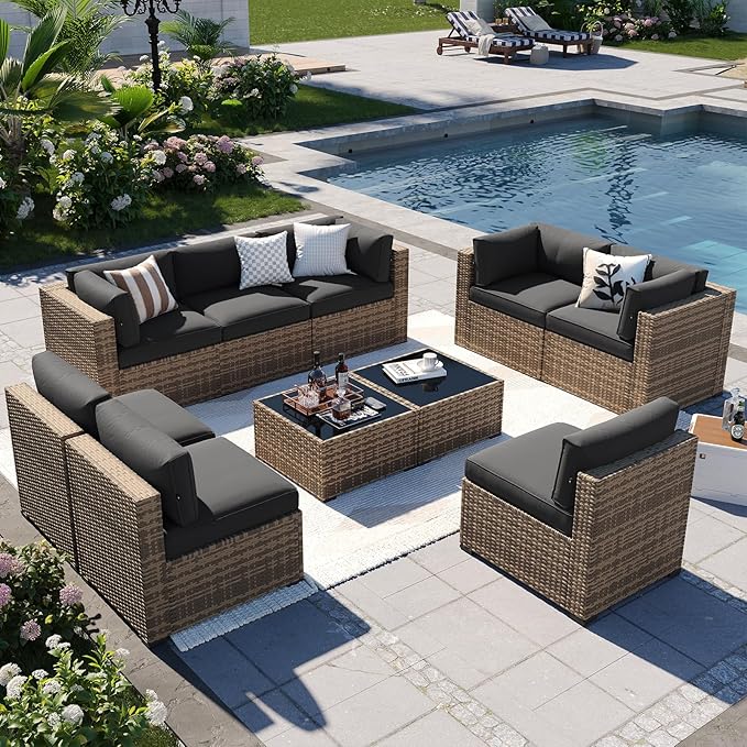 Aoxun Patio Furniture Sets, 10-Piece Outdoor Patio Furniture by Aoxun