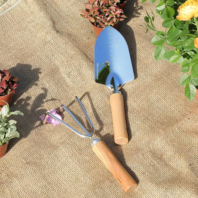 Garden Tool Set, 2 Pieces Stainless Steel Heavy Duty Garden Tools, Gardening Kit - Image 2