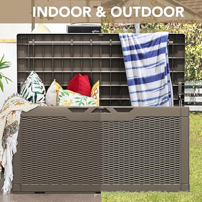 Devoko 100 Gallon Waterproof Large Resin Deck Box Indoor Outdoor Lockable - Image 8