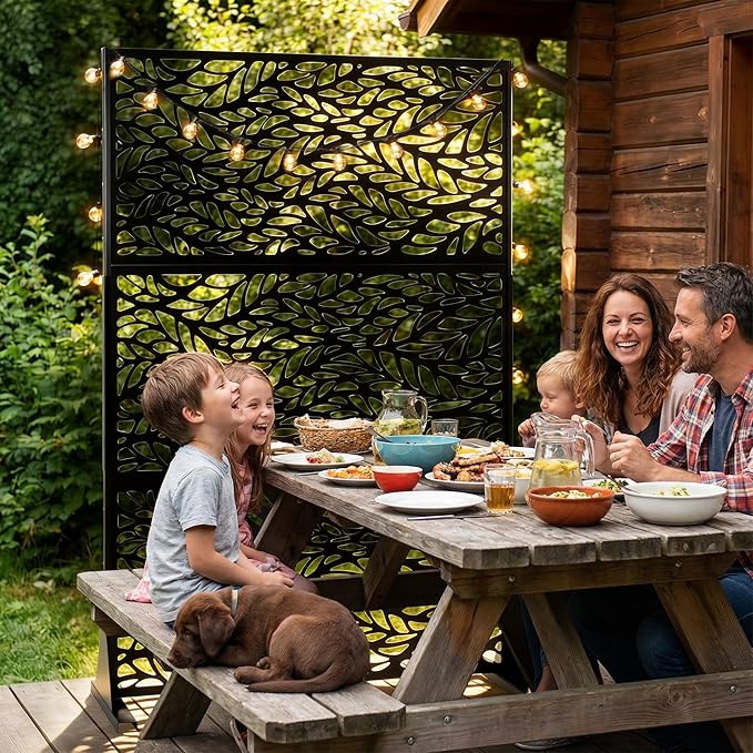 VINGLI Privacy Fence Panels, 72H’’ x 47W’’ Metal Privacy Screen Freestanding - Image 2