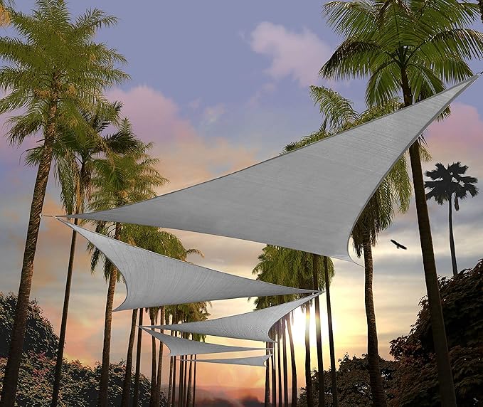 Amgo Custom Size 25' x 25' x 25' Grey Triangle Sun Shade Sail Order to Make by Amgo