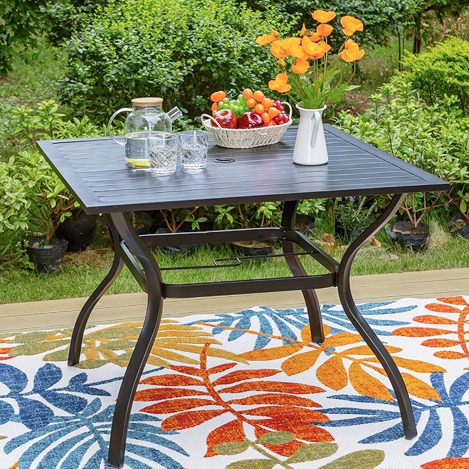 PHI VILLA 37" Patio Table for 4, Metal Outdoor Dining Table - Image 8