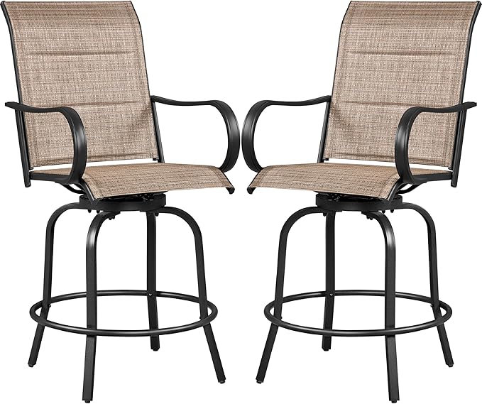 Yaheetech 2 Piece Patio Swivel Bar Stools Texteline Bistro Chairs by Yaheetech