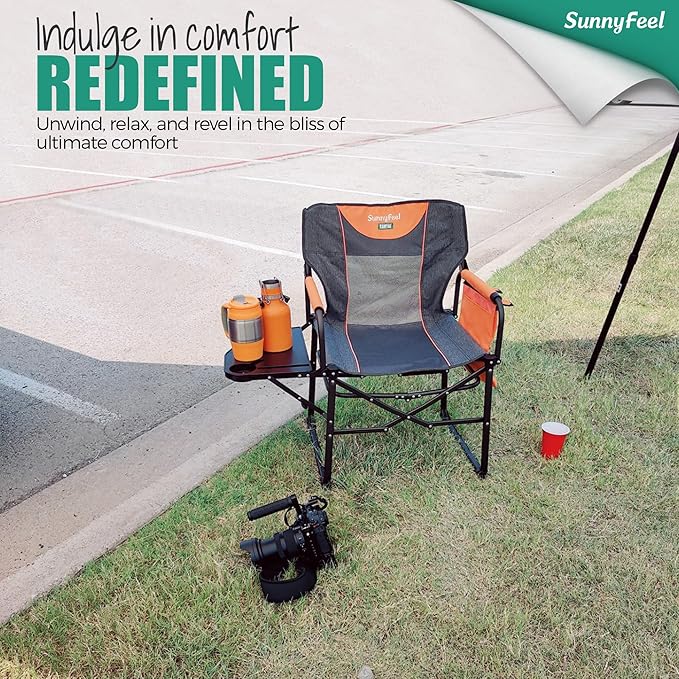 SUNNYFEEL Camping Directors Chair, Heavy Duty, Oversized Portable Folding Chair - Image 3