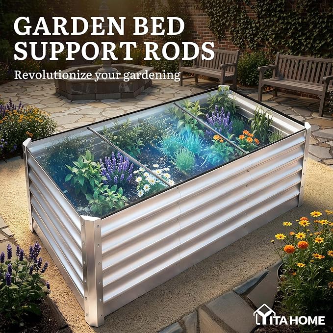 YITAHOME 8x4x3ft Large Raised Garden Bed Kit, Galvanized Metal Planter Box - Image 7