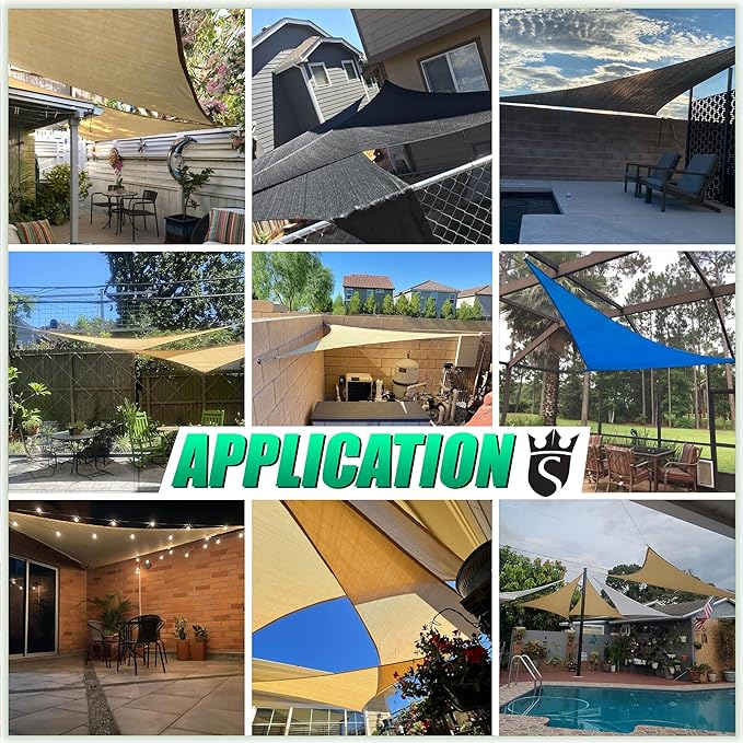 Royal Shade 20' x 20' x 20' Beige Triangle Sun Shade Sail Canopy Outdoor Patio - Image 5