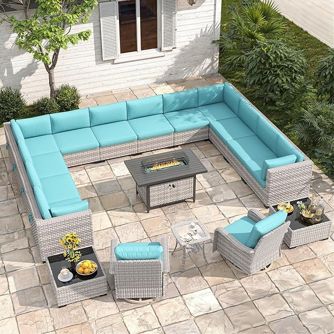 14-Seat Outdoor Wicker Patio Furniture Set by MASIONBACKYARDS