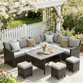Wisteria Lane 7 Piece Patio Furniture Set, High Curved Back Wicker Patio by WisteriaLane