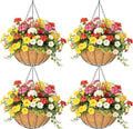 4 Pack 16 Inch Hanging Planters Outdoor Metal Hanging Flower Baskets by Qusuxi