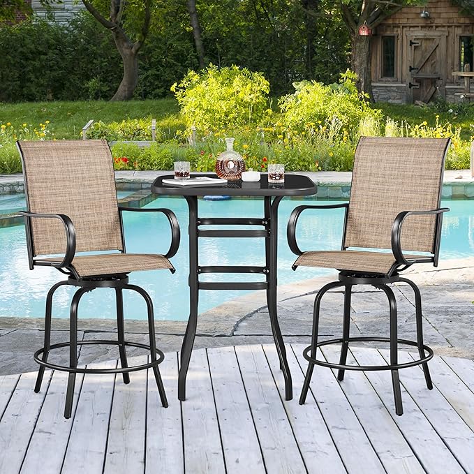 Yaheetech Patio Swivel Barstools Outdoor Chairs Set of 4, High Bistro Stools - Image 9
