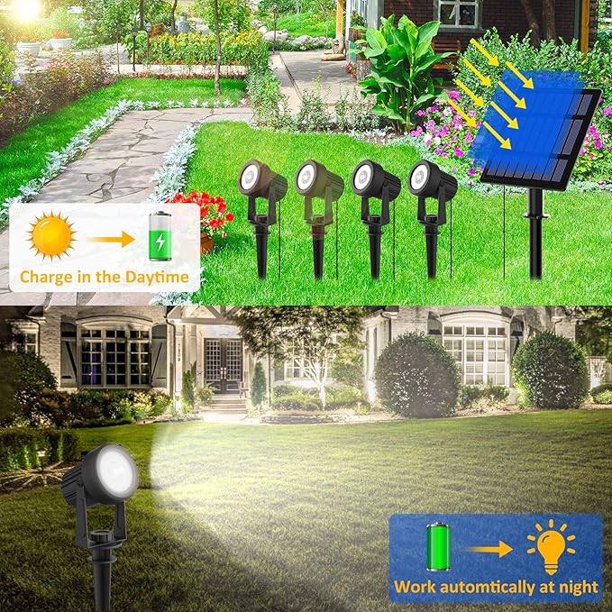 T-SUNUS Christmas Solar Garden Spotlight White Outdoor, 4-in-1 Spot Lights - Image 2