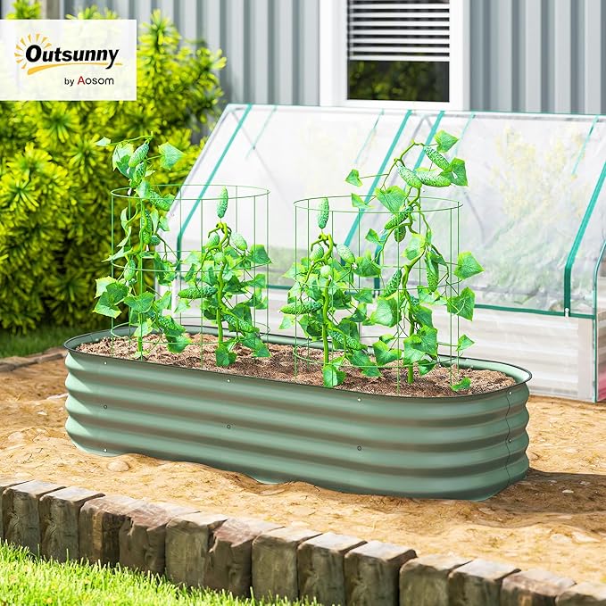 Outsunny 5' x 2' x 1' Galvanized Raised Garden Bed Kit, Outdoor Metal Elevated - Image 2