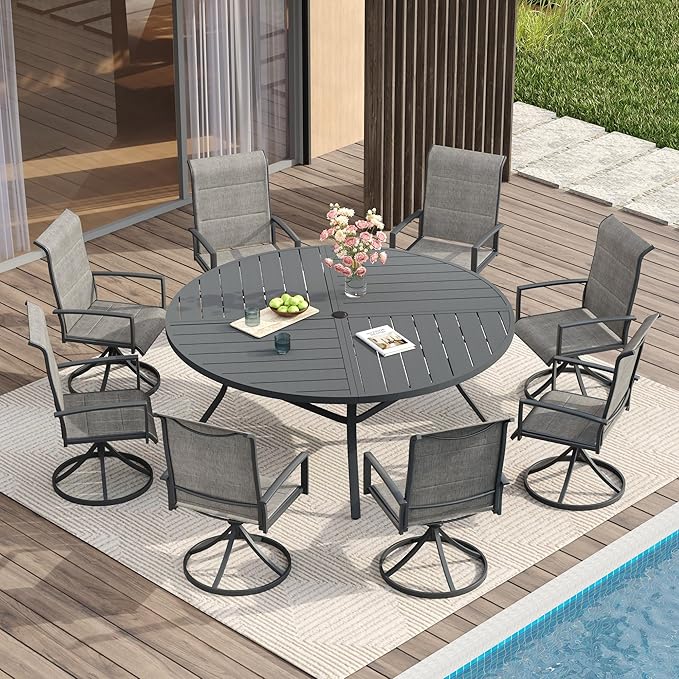 VICLLAX Round Patio Table with Adjustable Umbrella Hole - Image 2