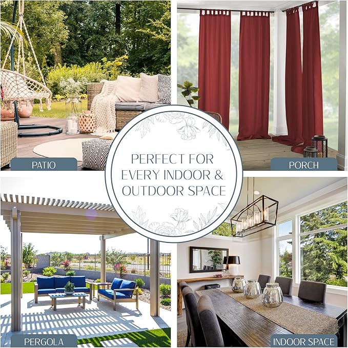 Elrene Home Fashions Matine Weatherproof Tab-Top Indoor/Outdoor Solid Color - Image 3