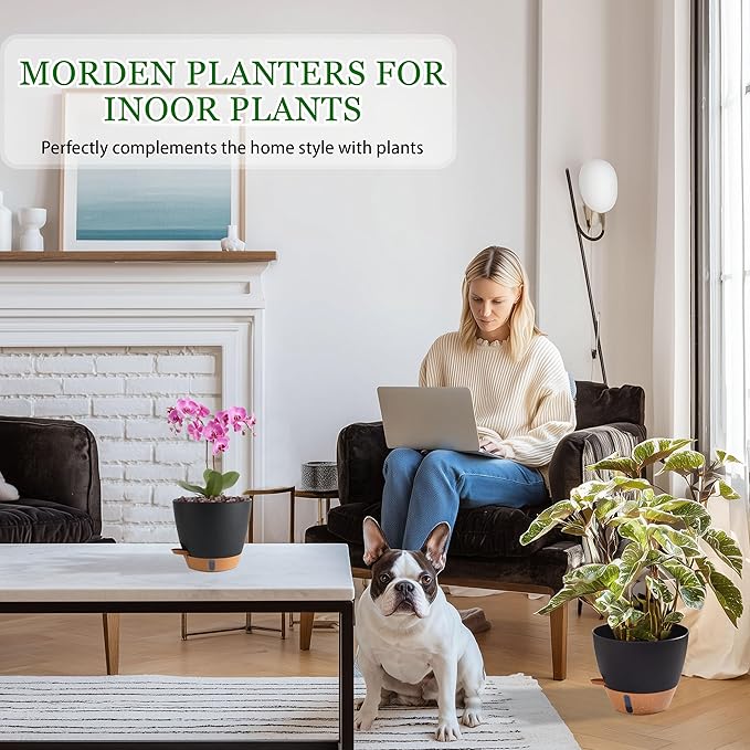 Self Watering Pots for Inoor Ourdoor Plants 10/9/8/7/6.5 Inch Plastic Planters - Image 2