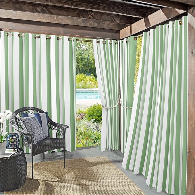 Sun Zero Valencia 2-Pack Cabana Stripe Indoor/Outdoor UV Protectant Energy by SunZero%E2%84%A2