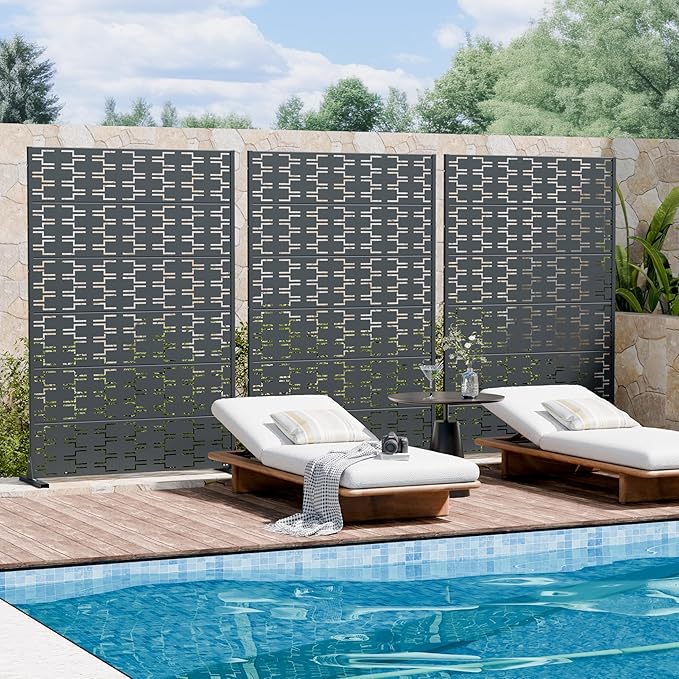 Casaphoria Metal Privacy Screen Outdoor, Drakgrey-Brick - Image 2