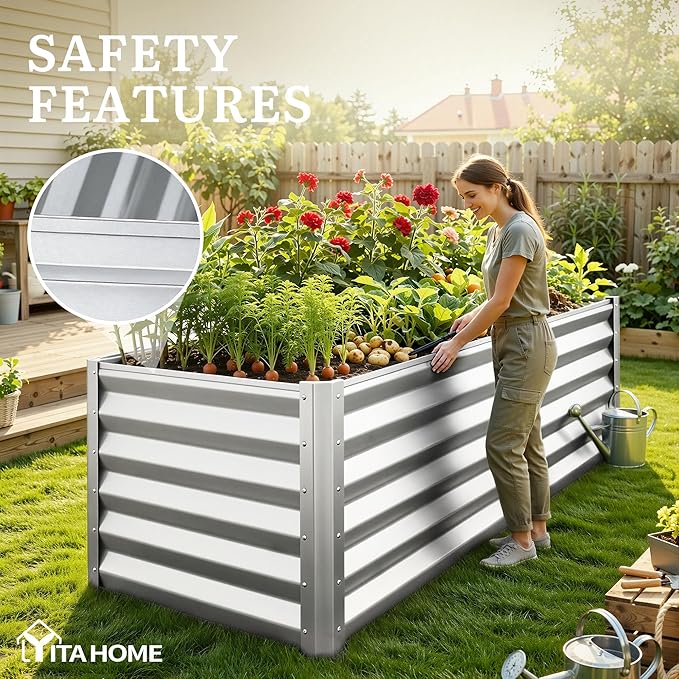 YITAHOME 6x3x3ft Large Raised Garden Bed Kit, Galvanized Metal Planter Box - Image 6