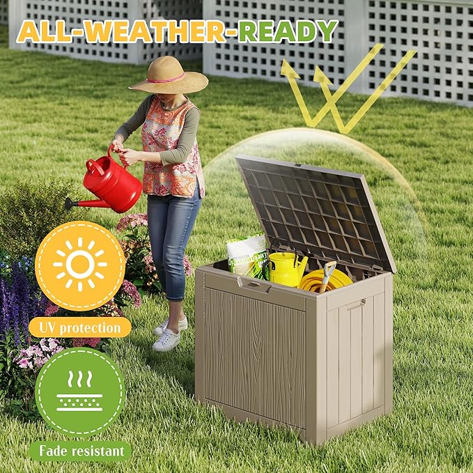 EasyUp 36 Gallon Outdoor Storage Box Waterproof, Resin Outdoor Deck Box - Image 5