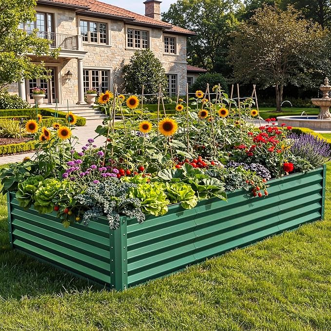 YITAHOME 8x4x1.5 ft Galvanized Raised Garden Bed Kit, Large Metal Planter Box by YITAHOME