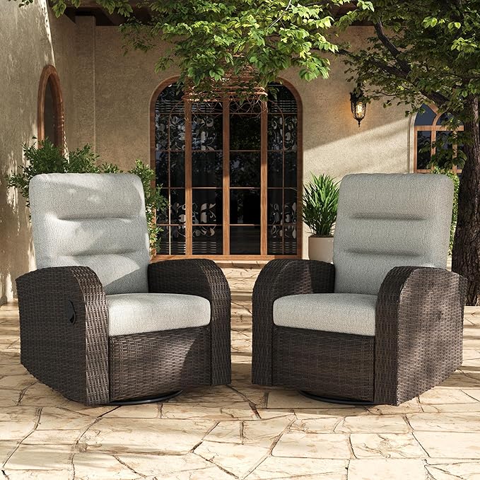 LayinSun Oversized Wicker Outdoor Swivel Glider Recliner by LayinSun