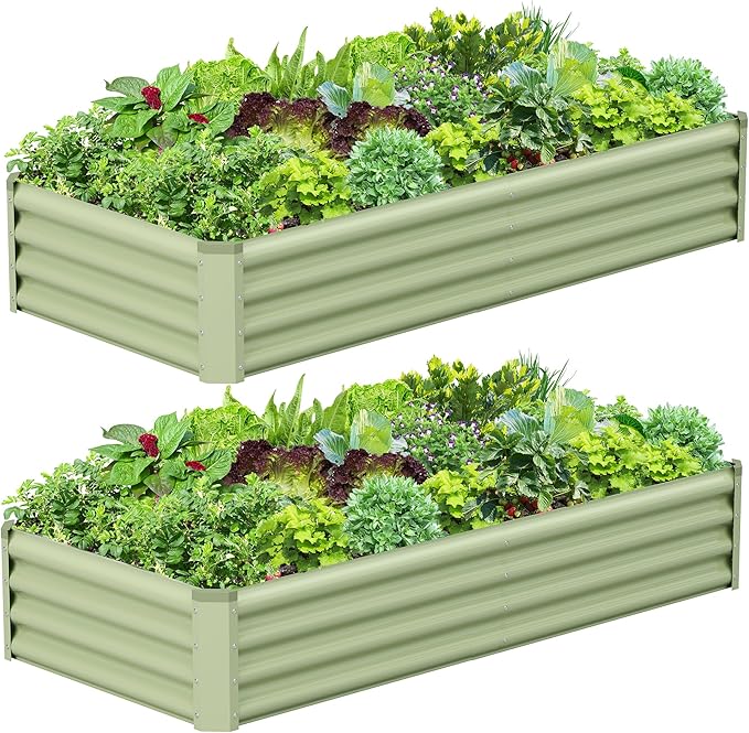 2PCS 6x3x1FT Galvanized Raised Garden Bed, Galvanized Planter Raised Garden by AyenGuard