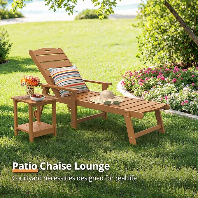 LUE BONA Outdoor Chaise Lounge Chairs Set of 4, HDPS Chaise Lounger, 5 - Image 5
